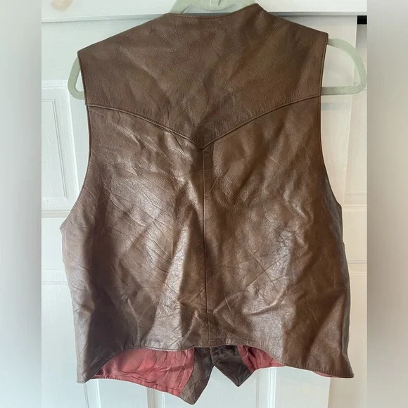 Vintage Leather Tony Lama Cowboy Vest - Picture 4 of 4